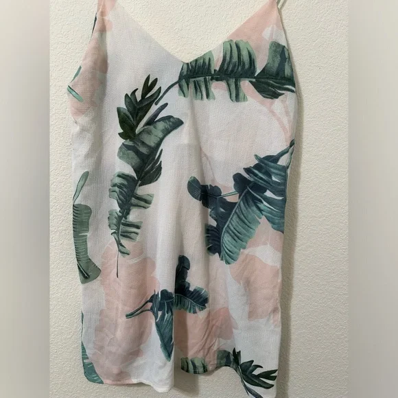 GENTLY USED NLW Tank Top Tunic Tropical Vacation Palm Leaves Size Large - Picture 5 of 7